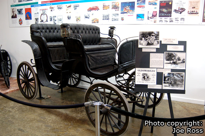 1899 Olds Phaeton Electric. Seen here on display at the RE Olds Transportation Museum in Lansing, MI.